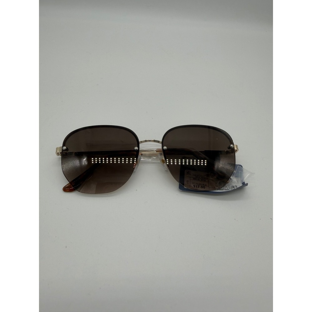 Universal Thread Women Gold Rimless Round Sunglasses Brown Gradient F00413996